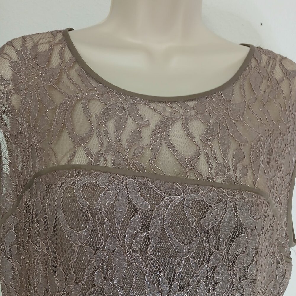 NWOT Anne Klein metallic tan Lace midi dress size 12 - Picture 5 of 12